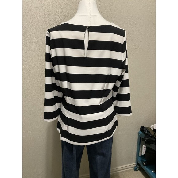 Ann Taylor, 3/4 Sleeve, Boatneck, Black/White Stripe Blouse, Size: 6 - Picture 3 of 5